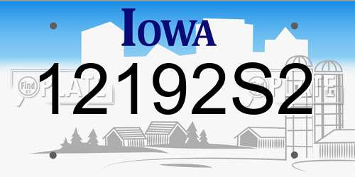 12192S2 Iowa License Plate