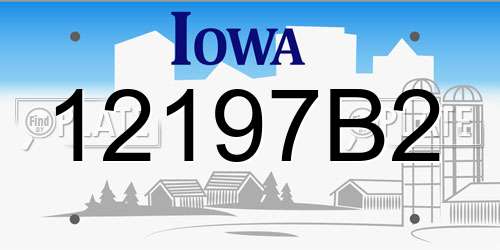 12197B2 Iowa License Plate