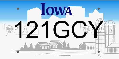 121GCY Iowa License Plate