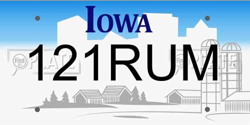 121RUM Iowa License Plate