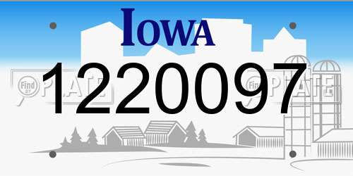 1220097 Iowa License Plate