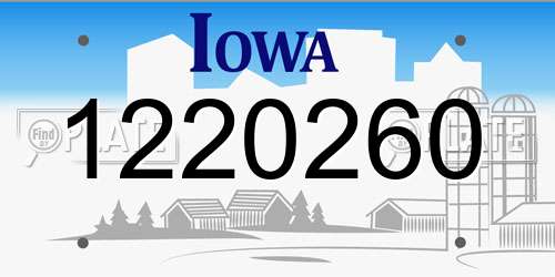 1220260 Iowa License Plate