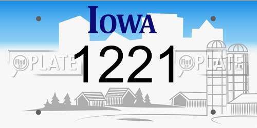1221 Iowa License Plate