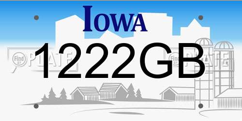 1222GB Iowa License Plate