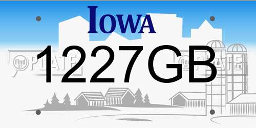 1227GB Iowa License Plate