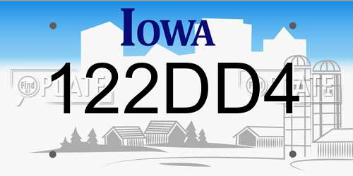 122DD4 Iowa License Plate