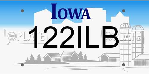 122ILB Iowa License Plate