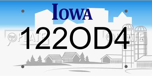 122OD4 Iowa License Plate