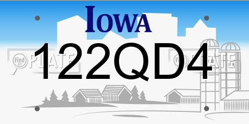 122QD4 Iowa License Plate