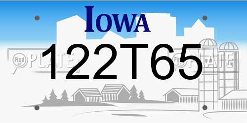 122T65 Iowa License Plate