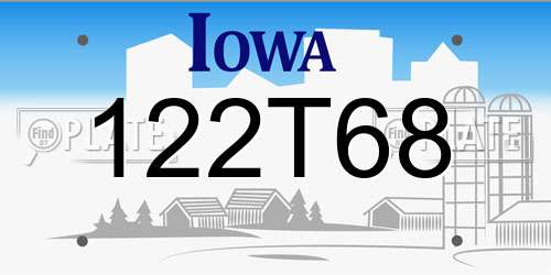 122T68 Iowa License Plate
