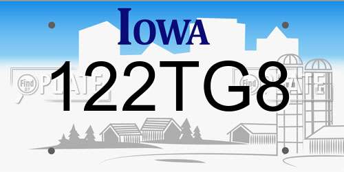 122TG8 Iowa License Plate