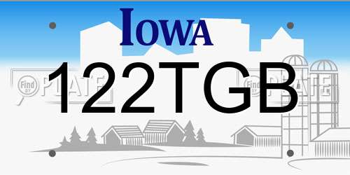 122TGB Iowa License Plate