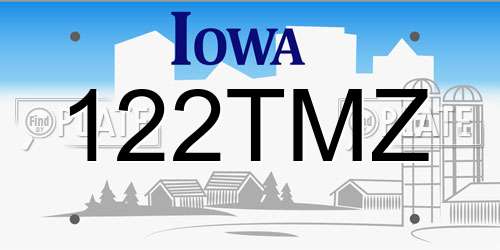122TMZ Iowa License Plate