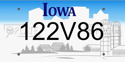 122V86 Iowa License Plate