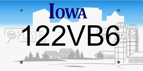 122VB6 Iowa License Plate