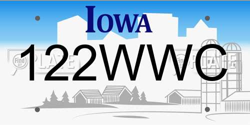 122WWC Iowa License Plate