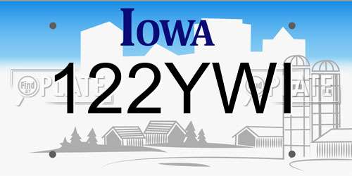 122YWI Iowa License Plate