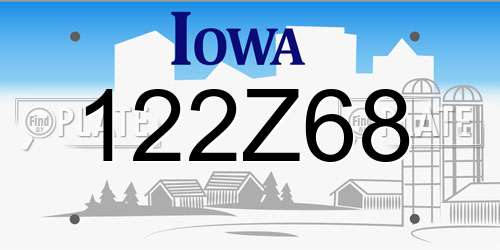 122Z68 Iowa License Plate