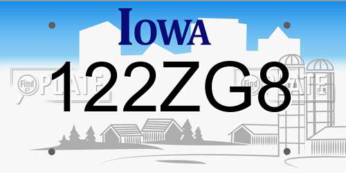 122ZG8 Iowa License Plate