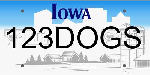 123DOGS Iowa License Plate