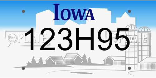 123H95 Iowa License Plate