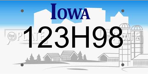 123H98 Iowa License Plate