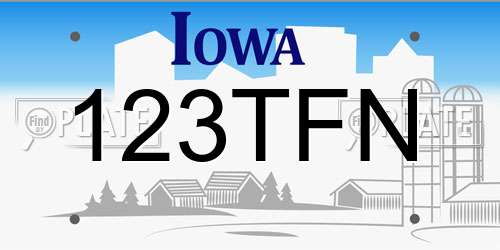 123TFN Iowa License Plate