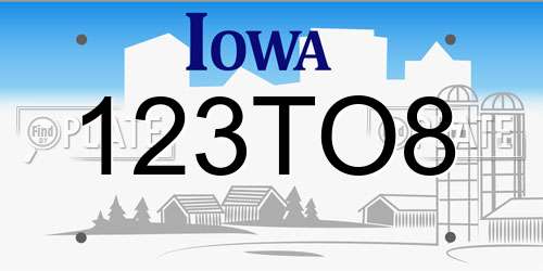 123TO8 Iowa License Plate