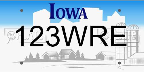 123WRE Iowa License Plate
