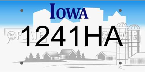 1241HA Iowa License Plate