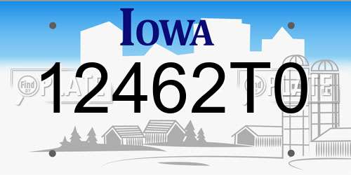 12462T0 Iowa License Plate