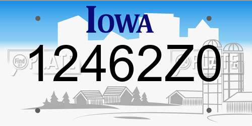12462Z0 Iowa License Plate