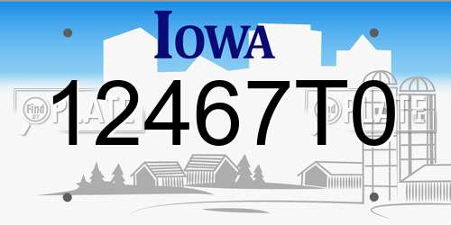 12467T0 Iowa License Plate