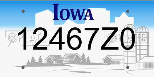 12467Z0 Iowa License Plate