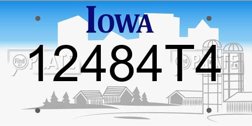 12484T4 Iowa License Plate