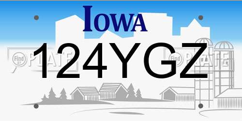 124YGZ Iowa License Plate
