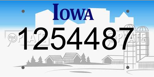 1254487 Iowa License Plate