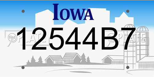 12544B7 Iowa License Plate