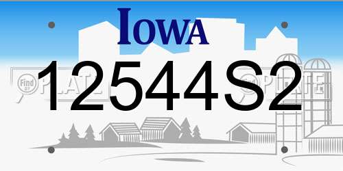 12544S2 Iowa License Plate