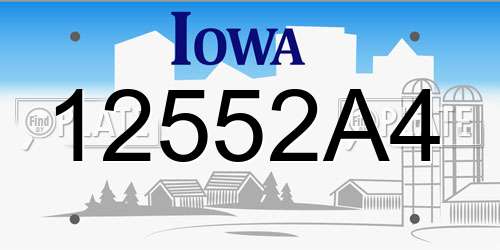 12552A4 Iowa License Plate