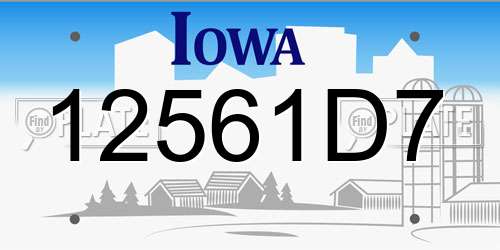 12561D7 Iowa License Plate