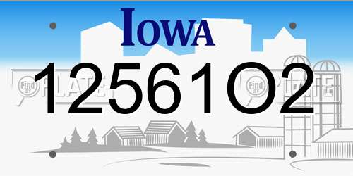 12561O2 Iowa License Plate