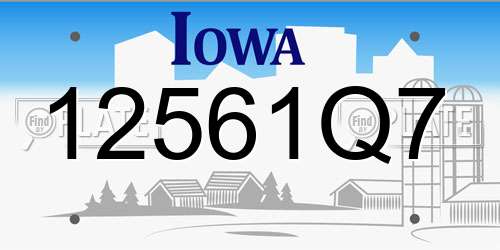 12561Q7 Iowa License Plate