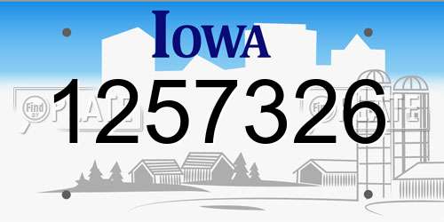 1257326 Iowa License Plate