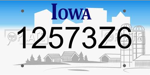 12573Z6 Iowa License Plate