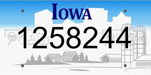 1258244 Iowa License Plate