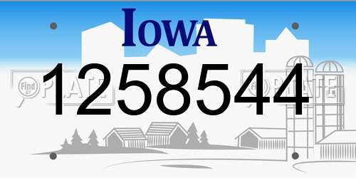 1258544 Iowa License Plate