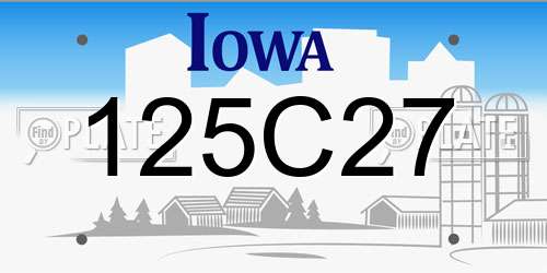 125C27 Iowa License Plate