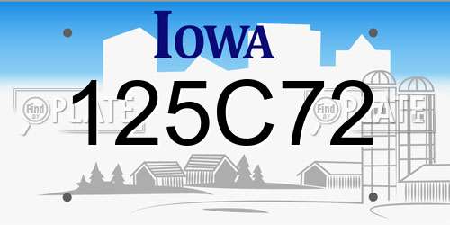 125C72 Iowa License Plate
